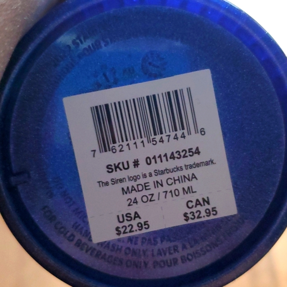 Starbucks Colbalt Blue Glitter Grid‎ Venti 24oz Cold Cup Tumbler - Picture 7 of 7